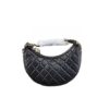 Chanel Half Moon Small Hobo Bag Black Quilted Lambskin Leather Chain Around Hook
