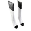 Chanel Knee High White Leather Boots black toe cap Size 40