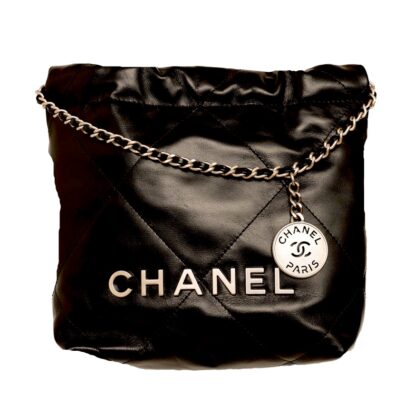 Chanel Mini 22 Black Quilted Calfskin Bag in Gold Hardware