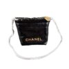 Chanel Mini 22 Hobo Bag Black Calfskin Leather Gold Hardware