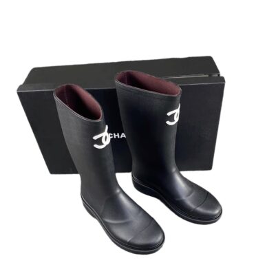 Chanel Rubber Rain Boots in Black Size 39.5