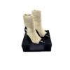 Chanel Short Ankle Boots Socks Beige Black cap toe Size 38