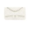 Chanel Timeless White Faux Pearl Medium Flap Bag Tweed and Leather
