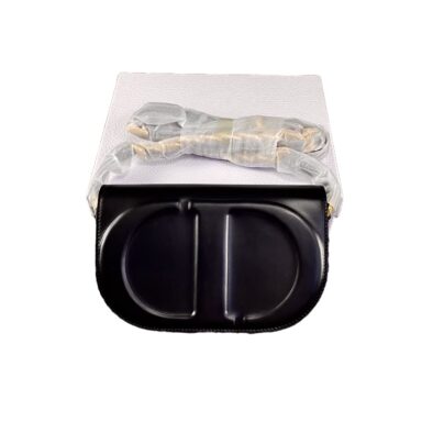 Christian Dior Black CD Signature Calfskin Leather Bag with black and gold strap