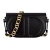 Christian Dior Black CD Signature Calfskin Leather Shoulder Bag with goldtone strap
