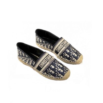 Christian Dior Blue Embroidered Granville Espadrille Oblique Size 39