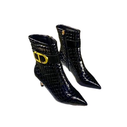 Christian Dior CD Black Crocodile leather ankle boots size 40