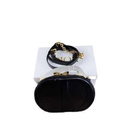 Christian Dior CD Signature Oval Camera Bag Black Leather