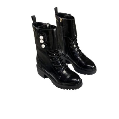 Christian Dior D Strike Ankle Boots Black Calfskin and Pearl Size 39