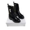 Christian Dior D Strike Black Ankle Boots in Matte Calfskin and Pearl Size 40