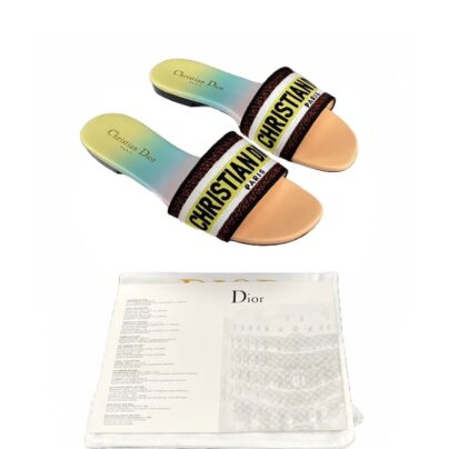 Christian Dior Dway Gradient Rainbow Slides Flat Sandals Size 39