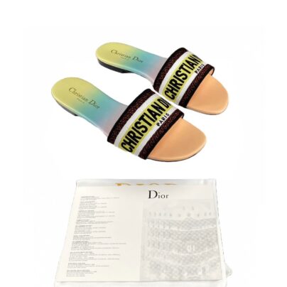 Christian Dior Dway Gradient Slide Flat Sandals Rainbow Size 38