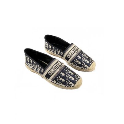 Christian Dior Granville Espadrille Blue Embroidered Oblique Size 40