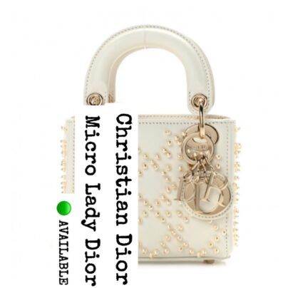 Christian Dior MICRO Lady Dior Pearl Bag Latte Beige