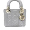 Christian Dior Mini Lady Dior Grey Lambskin Leather Bag