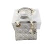 Christian Dior Mini Lady Dior Grey Lambskin Leather Bag Gold Hardware