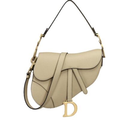 Christian Dior Sand Coloured Saddle Bag Beige Calfskin Leather Goldtone CD hardware 1 1