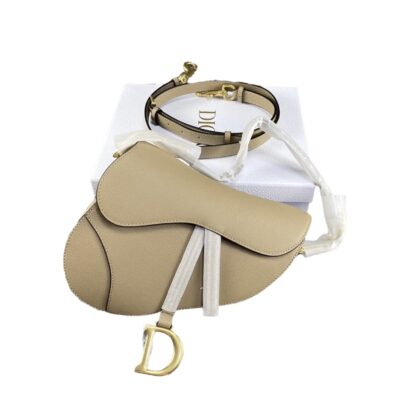 Christian Dior Sand Coloured Saddle Bag Calfskin Leather Goldtone CD hardware 1 1