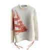 Christian Dior White Wool Blend turtleneck Sweater with orange triangle jacquard Size M