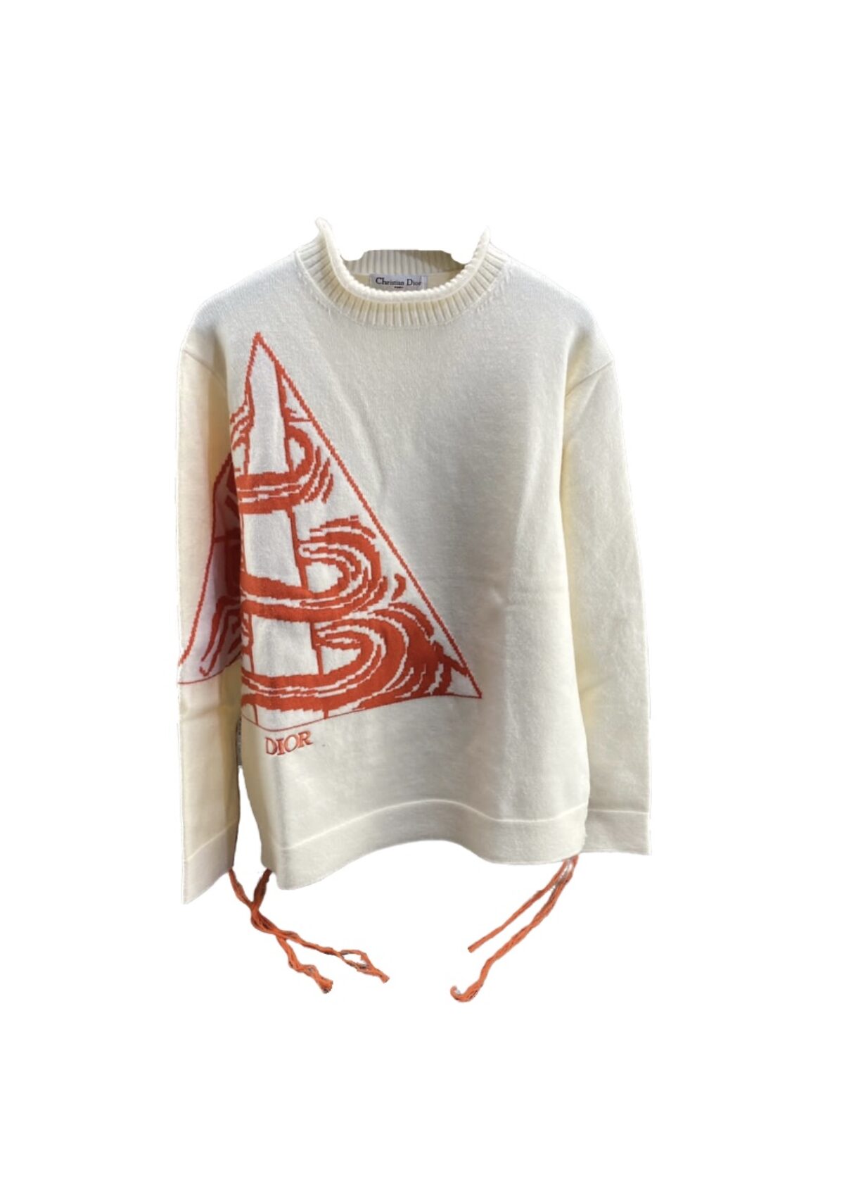 Christian Dior White Wool Blend turtleneck Sweater with orange