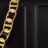 Goldtone Strap on Christian Dior Black CD Signature Calfskin Leather Bag