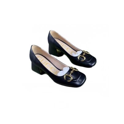 Gucci Black Horsebit Mid Heeled Pumps Size 38