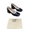 Gucci Horsebit Mid Heeled Black Leather Pumps Size 37.5