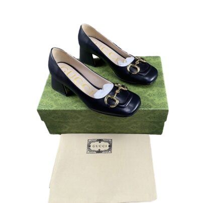 Gucci Horsebit Mid Heeled Black Pumps Size 39