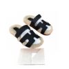 Hermès Chypre Fur Sandals Black Leather and Shearling Ecru
