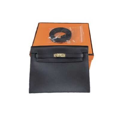 Hermes Kelly Danse Evercolor Black Leather Bag GHW