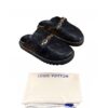 Louis Vuitton Cosy Flat Comfort Clogs Black LV Embossed Leather Size 38