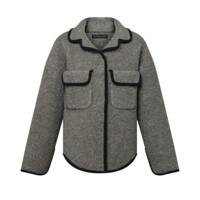 Louis Vuitton Grey Graphic Trim Wool Overshirt Size M