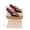 Miu Miu Buckle Slingback Kitten Heel Pumps Red Patent Leather Size 38