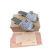 Miu Miu Silver Metallic Flat Sandals Size 38