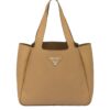 Prada Logo plaque Brown Leather Tote Bag 2023 24