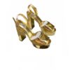 Prada Plateau Platform Goldtone Leather Sandals Size 41