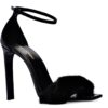 Saint Laurent Bea Black Mink Fur Heeled Sandals Size 38