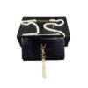 Saint Laurent Kate YSL Croc Embossed Black Wallet on Chain with gold tassel