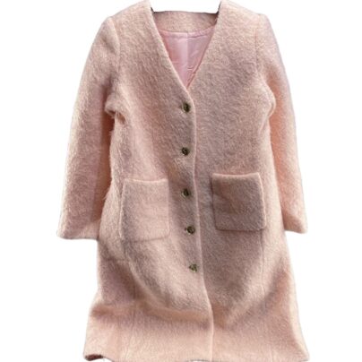Saint Laurent Pink Long Fur Coat Size FR40