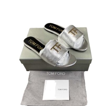 Tom Ford TF Metallic Grey Flat Sandals size 39