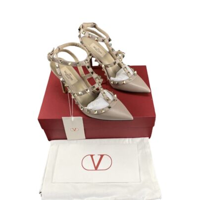 Valentino Garavani Rockstud Beige Studded Stiletto Heels Size 38