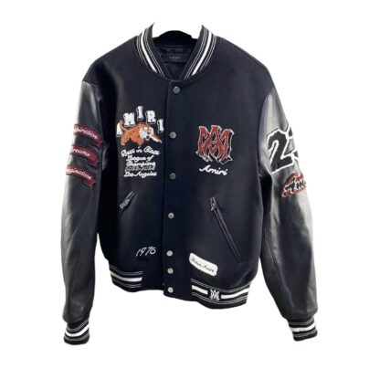Amiri Black Varsity Baseball Jacket size 50