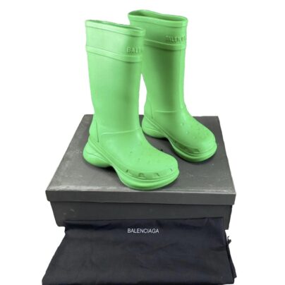 Balenciaga X Crocs Green Rubber Rain Boots Size 39