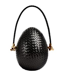 Bottega Veneta Black Uovo Minaudiere Egg shaped Top Handle Bag