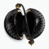 Bottega Veneta Black Uovo Minaudiere Egg shaped Top Handle Bag Calfskin leather scaled