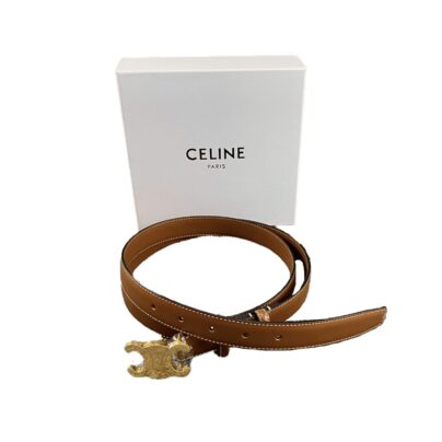 Celine Medium Triomphe Brown Leather Belt Size 85