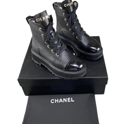 Chanel Black Leather Boots Fall Winter 23 24 Size 37
