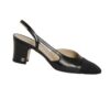 Chanel CC Black Cap Toe DOrsay Slingback Leather and Fabric Pumps Size 39