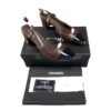 Chanel CC Slingback Crocodile embossed Cap Toe Pumps Black Brown Size 40