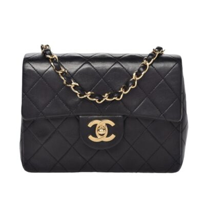 Chanel Mini square black flap bag GHW